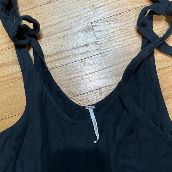 Free People Black Tiered Maxi Tie Shoulder Dress size M - Picture 2 of 10